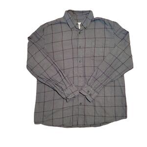 St Johns Bay Mens Long Sleeve Flannel Shirt Gray, Sage and Black Size L
